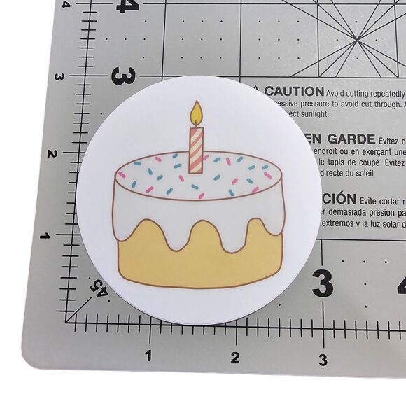 Birthday Cake Sticker Round Circle Simple Candle Matte - Picture 2 of 2